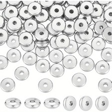 100pcs Tarnish Resistant 304 Stainless Steel Spacer Beads Flat Round Stainless