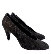 STUART WEITZMAN for Mr. Seymour 8.5 Heels Pump Topographic Black Suede Vtg