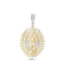 0.50 Cttw Diamond St. Jude Mens Pendant Charm 10k Yellow Gold