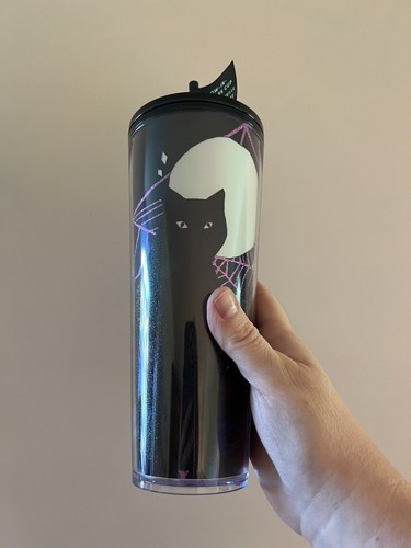 Starbucks Tumbler Halloween 2021 Glow in the Dark Black Cat Purple Spider Web - Bild 3 von 12