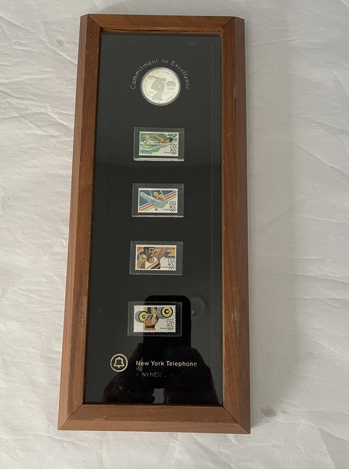1984 LA Olympics Commemorative 1983-S Silver Dollar + USPS Stamps Plaque+ Progrm - Image 3 of 4