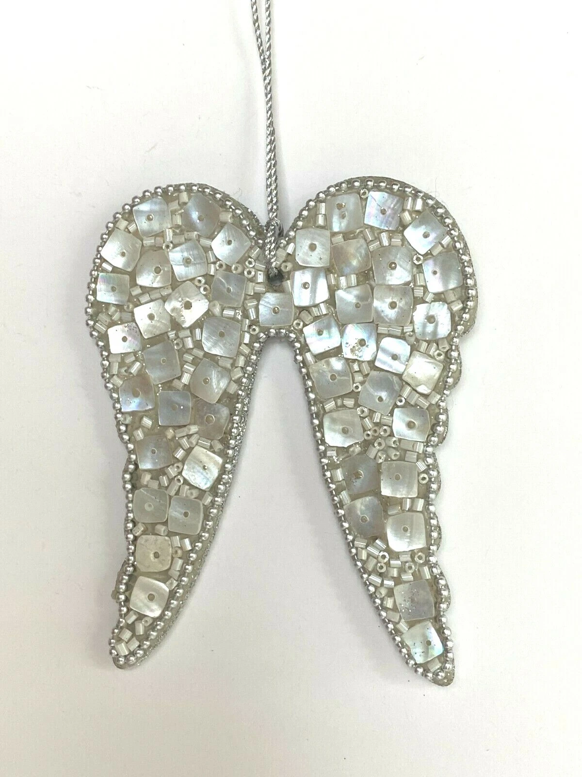 Creative Co Op Mother of Pearl Angel Wings Ornament with Glass Beads