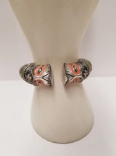 Tribe Amrapali "Chandrika Makra" Oxidized Silver Plated Enamel Cuff Bracelet