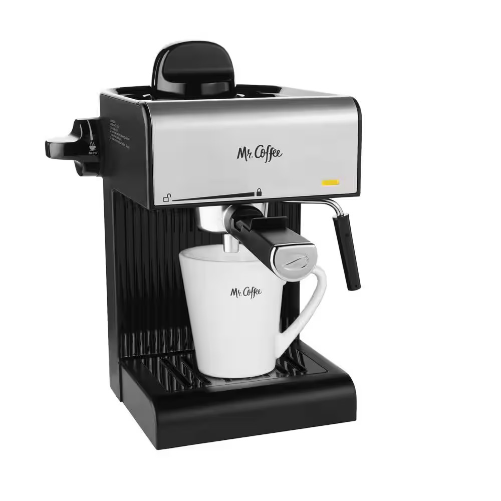 2.5-Cup Black Drip Coffee Maker, Steam Espresso Machine, Cap