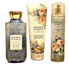 DRESSED IN WHITE FRAGRANCE MIST + CREAM + GEL 3 PC GIFT WRAP SET BATH BODY WORKS