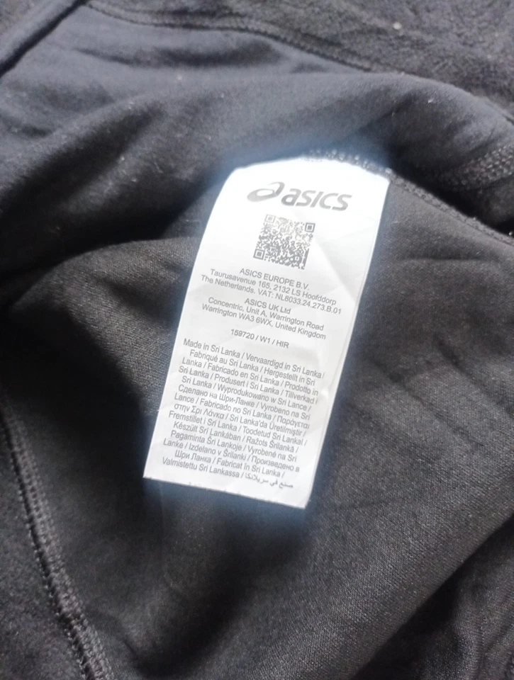 Mens Asics Running Jacket Full Zip Fleece Black Size Small Pit-pit 18" L25" - Image 2 of 2