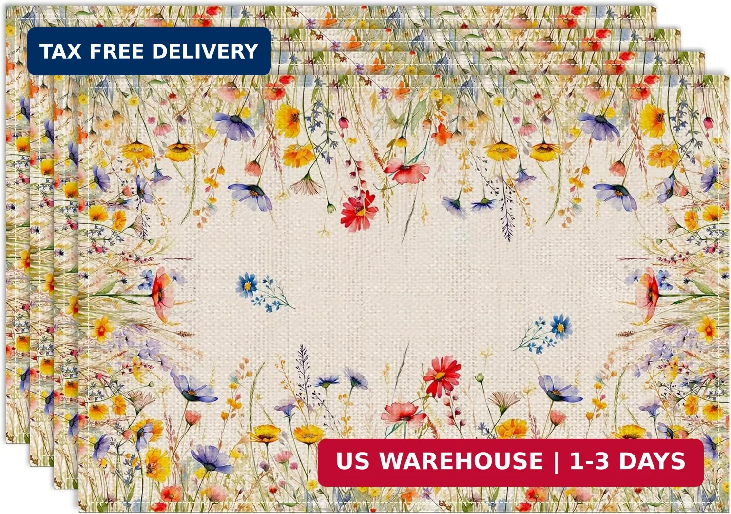 Spring Place Mats Set of 4 12X18 Inch for Dinning Table - Blooming Floral Spring