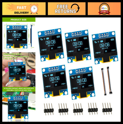 5 Pack 0.96'' OLED IIC Display Module 128x64 for Arduino & Raspberry Pi - Blue Sc