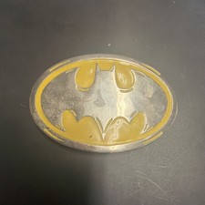 Batman Belt Buckle Large Yellow Chrome Emblem