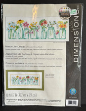 Dimensions NEW 35310 Mason Jar Lineup Counted Cross Stitch Kit NIP 14 ct Aida