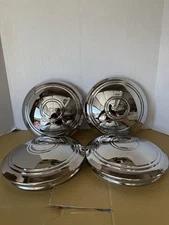 (4)CHEVY BOWTIE CHROME STEEL CENTER CAPS AMERICAN RACING SMOOTHIE WHEELS 7.5”