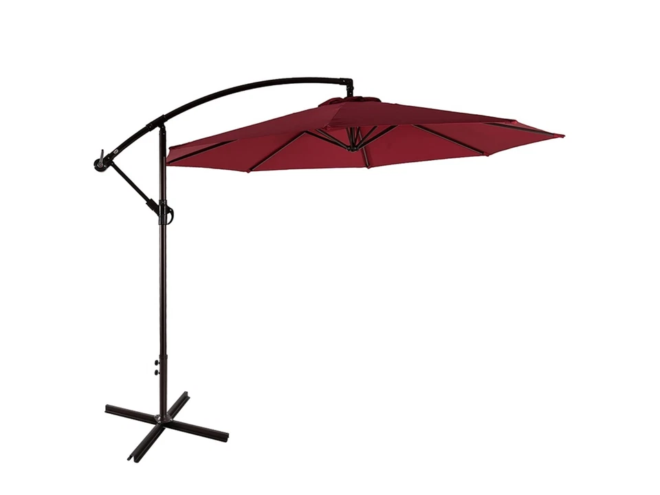 Paraguas voladizo de 10 pies para patio piscina al aire libre desplazado colgante mercado sombrilla ROJO Foto 2 de 4