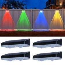 LED Solar Fence Lights Outdoor Dusk to Dawn Wall Light Garden Pathway Deck Lamp