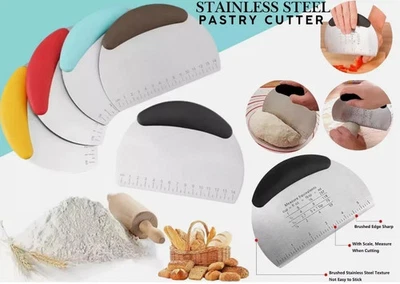 Stainless Steel Pastry Dough Pizza Flour Bread Cutter Scraper Cake Baking Tools.