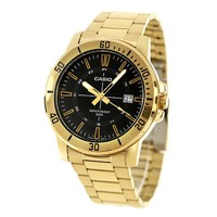 Casio Classic MTP-VD01G-1CVDF Analog Schwarzes Zifferblatt Gold Stahl Herren ...