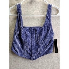 Wild Fable Target Violet Purple Crushed Velvet Corset Crop Top Bustier NWT XS