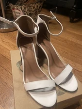 Charlotte Russe High Heels Womens 8 Monica Pump Ankle Strap White Faux Leather