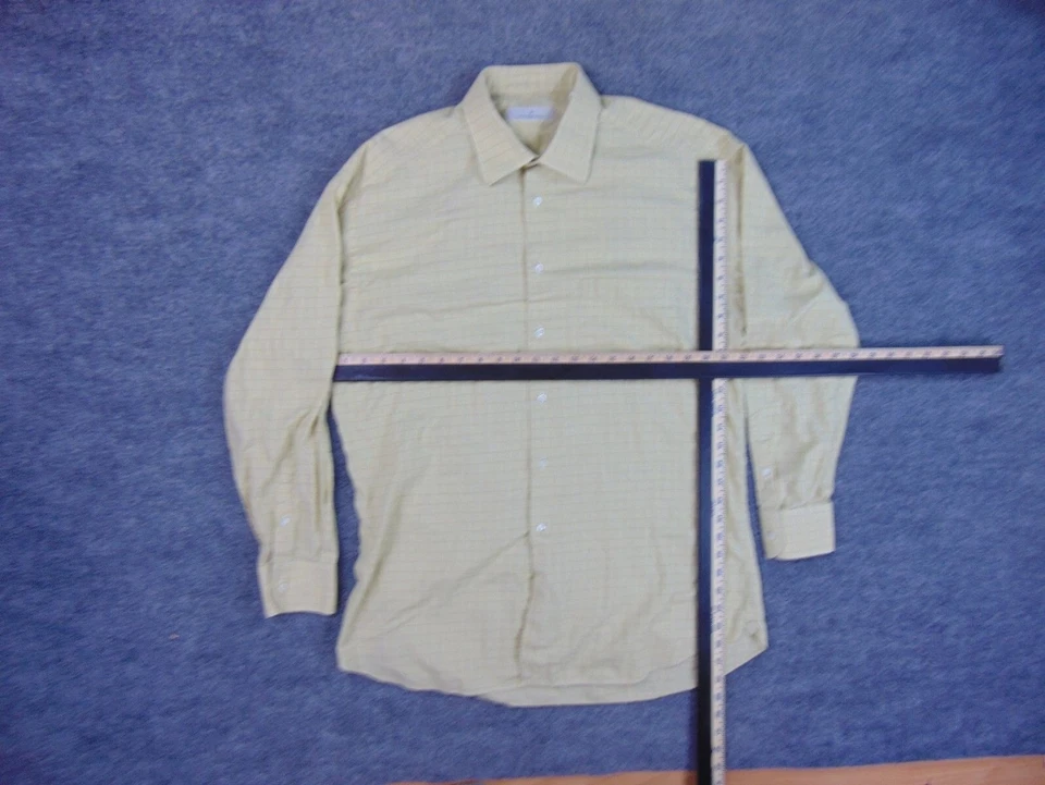 Ermenegildo Zegna Shirt Mens 16.5x42 Yellow Brown Check - Image 4 of 4