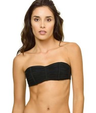 NWT Pilyq Midnight Gold Isla Bandeau M Black MID-156B Bikini Swim Top 92455