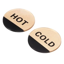 10 Pack Self Stick Hot/Cold Water Label Acrylic Round Sticker Signs Golden/Black
