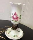 VTG Hand Painted Roses Milk Glass Electric Boudoir Lamp 10” Chamberstick Cottage