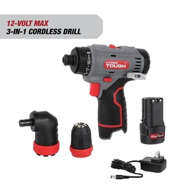 Hyper Tough 12V Max Lithium-Ion 3-in-1 Multi-Head Power Drill Set 