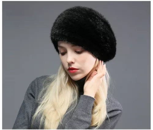 Damen Echt Nerz Pelzmütze Baskenmütze Winter Warm Beanie Mütze Kopfbedeckung Braun Wein Schwarz - Bild 25 von 33