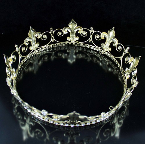 Medieval Theater King's Gold Metal Crown Fleur-De-Lis Men's Hair Accessory H910 - Picture 5 of 5