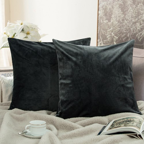 Velvet Cushion Cover 2 Pack Ultra Soft Various Colors Throw Pillow Case - Picture 18 of 64