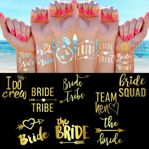Hen Party Tattoos Hen Night Accessories Bride Tribe Team Bride Rose Gold Tattoos - Picture 1 of 25