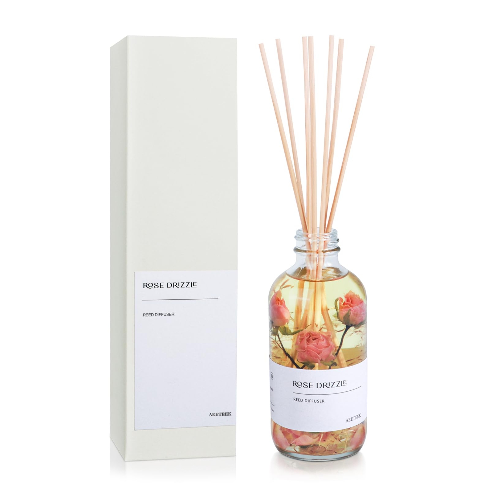 Reed Diffuser Set Sandalwood Rose Essential Oil 7.4fl Oz220ml Flower Aroma Hom-image