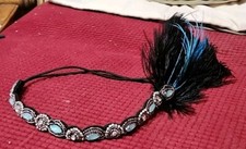 Feather Jeweled Hair Band Headband Rhinestone Halloween Marti Gras New Years