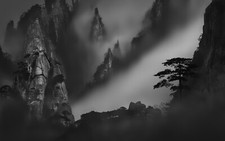 Landscape nature atmosphere mountains mist trees morning Custom Gaming Mat Desk