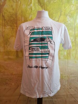 Cotton Heritage Never Stop Digging Records weißes T-Shirt. UK Herren Gr. Large