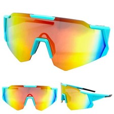 OVERSIZE SPORTY WRAP AROUND Biker Cycling Fishing Shield SUNGLASSES Big Frame C2