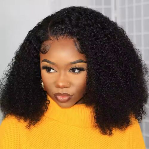 Afro Kinky Curly Lace Front Wig Human Hair 13x4 Transparent Lace Wig Brazilian - Picture 2 of 4
