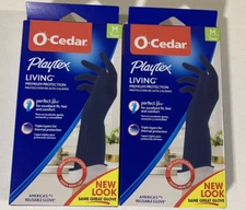 2 New Pair Medium Gloves - O-Cedar Playtex Living PREMIUM Protection - Drip Cuff