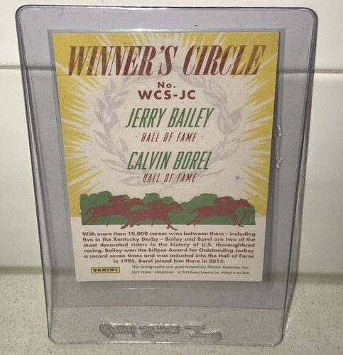 2015 Panini Americana Jerry Bailey & Calvin Borel HOF Winners Circle Auto /49 SP - Picture 2 of 2