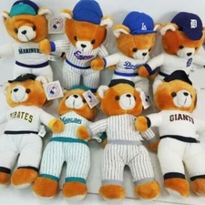 SET OF 8 GENIUNE MERCHANDISE  PLAY BY PLAY SPORTS PLUSH TEDDY BEARS