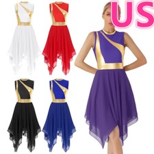 Women' Praise Lyrical Dance Dress Sleeveless Liturgical Worship Tunic Dresses
