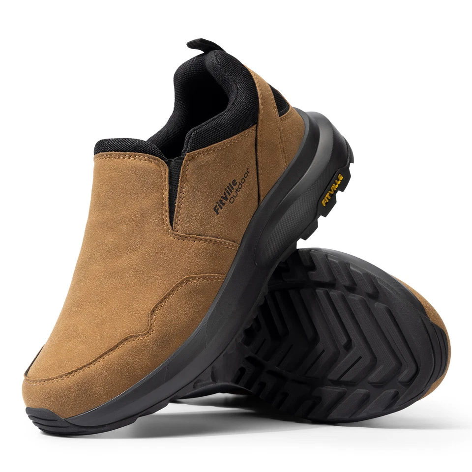 Tênis FitVille masculino largo slip on caminhada trekking trilhas tênis ao ar livre - Imagem 3 de 4