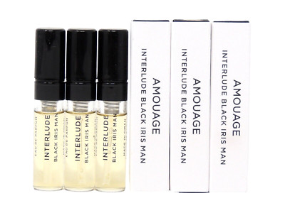AMOUAGE INTERLUDE BLACK IRIS MAN EDP 2.0ml .06fl oz x 3 COLOGNE SPRAY SAMPLES