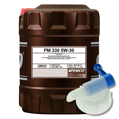 PEMCO 330 5W-30 Huile Moteur Ester Synthétique ACEA A3/B4, API SN/CH-4 20 L - Photo 1/3