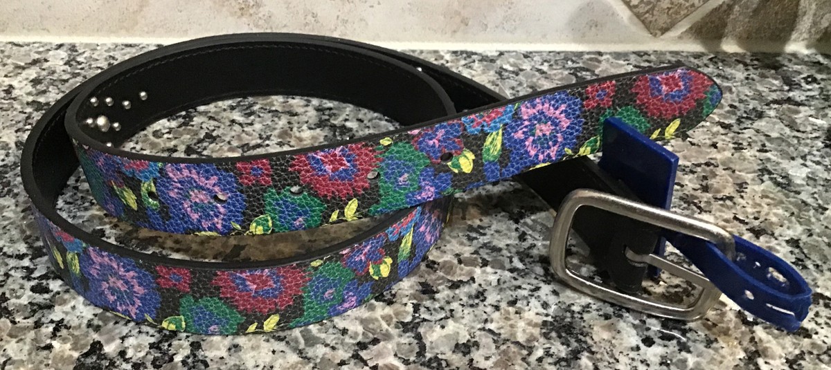 Madison Spencer Reversible Belt XL Red Black Faux Croc Skin Silver Buckle Designer_Leather_Belts_Signatu  main image 3