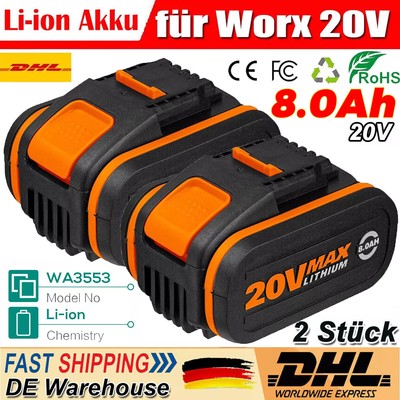 8000mAh Akku Für Worx 20V Batterie WA3551 WA3553 WA3551.1 WX390 WX176 WA3572
