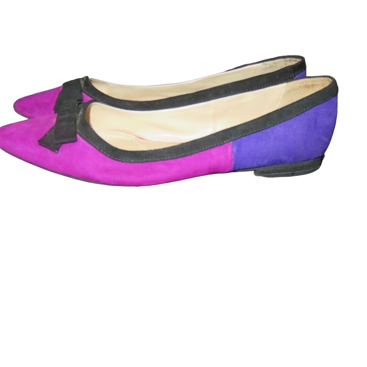 Unisa Two Toned Pink Purple Suede Bow Embellished Ballet Flats