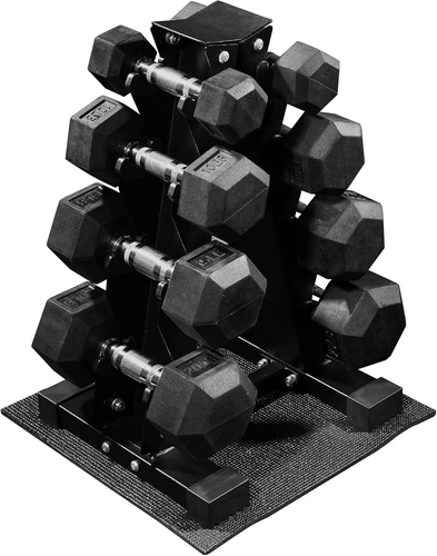 Gummibeschichtetes Sechskant Hantel Gewicht Set und Aufbewahrungsregal, 100 Pfund Set oder 150 Pfund Set, - Bild 11 von 12