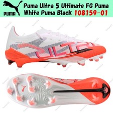 Puma Ultra 5 Ultimate FG Puma White Puma Black 108159-01 Men's Size