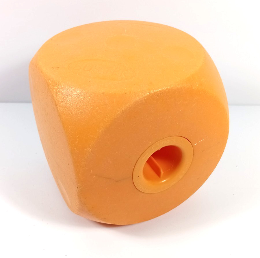 Cube Interactive Treat Dispenser Dog Toy Orange Preowned