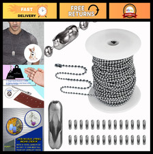 55ft Stainless Steel Ball Bead Chain with 100 Connectors Clasps for DIY Crafts